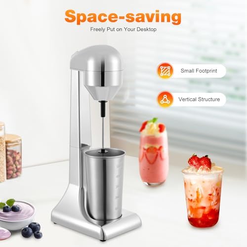 Commercial Electric Drink Mixer, 100W 110V Retro Milk Maker & Milk Frother with 2 Speeds and 16.91 oz Stainless Steel Shake Cup Single Head Stand Mixer for Milk Tea Shops Homes - Image 5