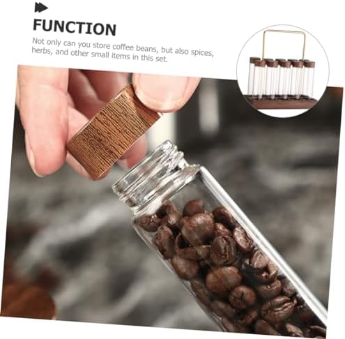 Zerodeko 1set Coffee Bean Storage Tubes with Display Stand Airtight Glass Containers for Preserving Freshness for Home and Restaurant Coffee Stations Tube - Image 4