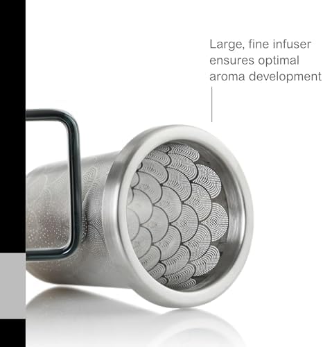AdHoc Yuna Tea Glass with Tea Infuser, Grey Glass/Stainless Steel 18.9oz - Image 6