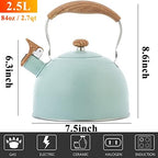 Vilihkc Tea Kettle 2.6 Liter Whistling Tea Kettle, Tea Pots for Stove Top Food Grade Stainless Steel with Wood Pattern Folding Handle, Loud Whistle Kettle for Tea, Coffee, Milk - Image 2
