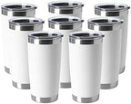 HASLE OUTFITTERS 20oz Tumblers Bulk Stainless Steel Cup with Lid Double Wall Vacuum Insulated Coffee Mug for Cold & Hot Drinks 8 Pack, White by HASLEOUTFITTERS