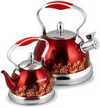 Stainless Steel Kettle 0.74-qt – Small Tea Kettle for Stovetop, Fast Boiling Metal Teapot with Ergonomic Handle, Compact Water Kettle for Coffee & Tea, Silver (Red 0.7L) - Image 5