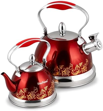 Stainless Steel Kettle 0.74-qt – Small Tea Kettle for Stovetop, Fast Boiling Metal Teapot with Ergonomic Handle, Compact Water Kettle for Coffee & Tea, Silver (Red 0.7L) - Image 5