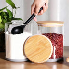 Set of 2 Large Glass Food Storage jar, 100 FL OZ (3000ml) Glass Flour Canister with Airtight Bamboo Lids for Kitchen Corner, BPA-Free Flour Container for Sugar, Ground Coffee, Rice and Dry Food - Image 7