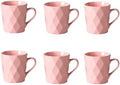 11 Ounce Porcelain Mugs, Set of 6, Tea and Cocoa Mug Set, Matte (Pink) by MIWARE