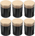 6pcs Compact Black Tea Tins with Lids Metal Tea Canisters for Loose Leaf Storage Airtight Portable Containers for Travel and Kitchen Organization by HOMOCONO