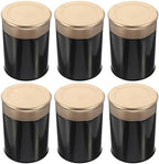 6pcs Compact Black Tea Tins with Lids Metal Tea Canisters for Loose Leaf Storage Airtight Portable Containers for Travel and Kitchen Organization by HOMOCONO