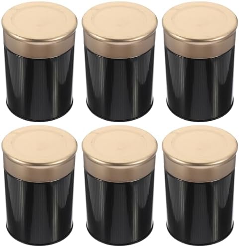 Uonlytech 6pcs Black Small Metal Tea Tins with Airtight Lids for Loose Leaf Tea Storage and Bag Organization Portable Canisters for Kitchen Pantry by UONLYtech