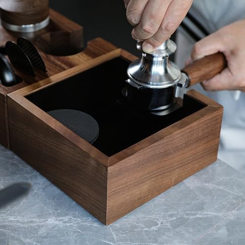 Walnut Espresso Accessories Set 58mm– Knock Box, 58mm Tamper Station, Single Dose Coffee Storage Tubes, Dosing Cup & RDT Spray 2pcs Wall-Mounted Portafilter Holder – Premium Barista Tools - Image 4