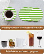 Coasters for Drinks Set of 6, Green and White Stripes Ceramic Cup Mat, Absorbent Ceramic Stone Coasters with Cork Base for Coffee, Cups, Wooden Table, Home Decor 4 Inch - Image 7
