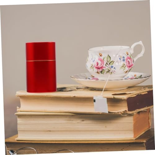 2pcs Tea Loose Leaf Tea Storage Travel Coffee Containers Tea Bag Storage Square Metal Tin Sealed Dry Fruit Jar Metal Tea Canister Tinplate Tea Tin Portable Office Tin Can-Red - Image 5