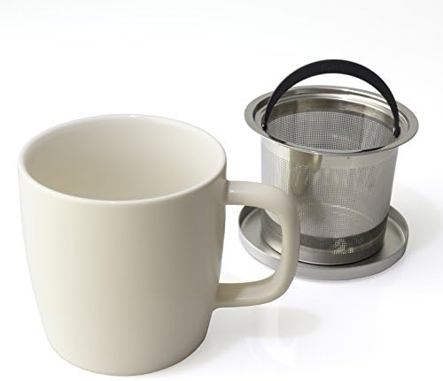 FORLIFE Dew Satin Finish Brew-In-Mug with Basket Infuser & Stainless Lid 11 oz. (Natural Cotton) - Image 5