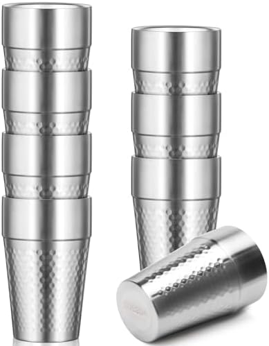 Stainless Steel Double Wall Cup, 16 oz Insulated Tumbler, 8 Pack Unbreakable Stackable Water Tumblers Insulated Metal Cup Premium Drinking Glasses for Travel Camping Home Outdoor by Offiper