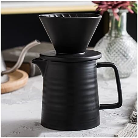 Coffee Press Ceramic Dripper 1-2 Cups Drip Filter Pot Pour Over Coffee Maker with Separate Stand for Filte 500ml Pots (Black Filter Set) by Unknown