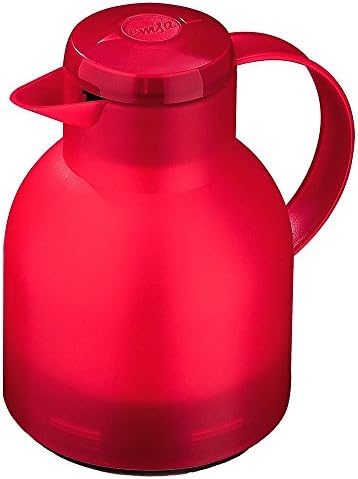 Emsa Samba, Quick Press, Vacuum Insulated Thermal Carafe, 34 oz, Translucent Red by EMSA