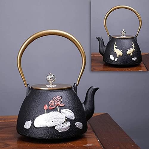 LJYT Teapot Teapots Cast Iron Handmade Teapot Loose Leaf Teapot Filter Heat Tea Kettle Single Home kettle Uncoated vintage cast iron kettle (Color : Big lotus) by Unknown