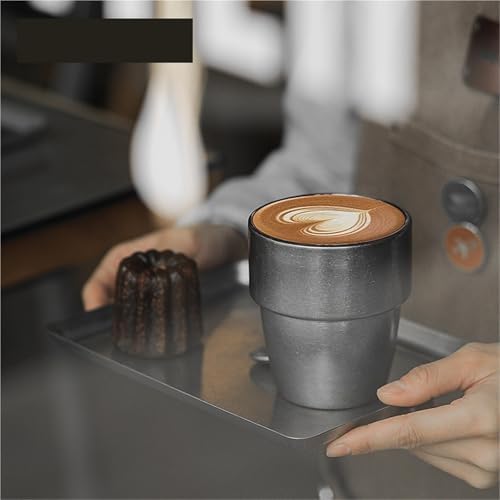300ML Coffee Cup Stainless Steel Double Wall Espresso Mugs Drinking Cups for Tea Milk Beer Home Barista Accessories(1pcs Silver) - Image 3