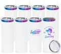 20 oz Skinny Tumblers Bulk with Lids and Straws White,8 pack by MetalyaTumblers