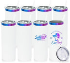 20 oz Skinny Tumblers Bulk with Lids and Straws White,8 pack by MetalyaTumblers