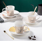 Marabou Mirror Cup and Saucer Creative Luxury Art Mirage Inverted Image Cup Golden Inlay Porcelain Teacup Saucer for Cappuccino,milks,espresso,tea,coffee|Cute Pretty Gifts - Image 4