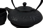 Ebros Gift Japanese Symbol Of Prosperity Evergreen Bamboo Forest Heavy Duty Cast Iron Tea Pot Set With Base Trivet and Cups Set Serves 2 Home And Kitchen Decor Accent Housewarming Gift (Black) - Image 4