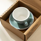 Loveramics Matt Cappuccino Cup, 8 oz Ceramic Latte Art Mug with Saucer, Thick-walled stoneware cup Set, Barista Latte Cup Set for Latte, Cappuccino, Tea - Mineral Colors (Glacier, 8OZ) - Image 3