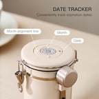 MEGAWISE Coffee Canister, 2.8L Airtight Stainless Steel Coffee Container with CO2 Valve, Date Tracker, Locking Lid, 304 Inner Bowl for Coffee Beans, Grounds, Tea, Sugar, Cream White - Image 4
