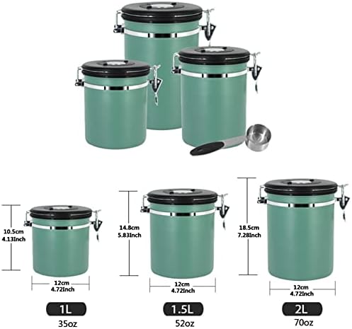 Coffee Canister Stainless Steel Airtight Storage Container with Scoop Date Tracker Release Valve Coffee Jar Food Storage Canister for Coffee Beans Sugar Tea Candy,Green,2L - Image 5