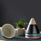Coarse Pottery Coffee Mug with Base, 200ml Creative Triangular Cone Shape Porcelain Mug, Ceramic Tea Cup for Gift Coffee Tea Latte Milkshake Yogurt (white+black) - Image 4