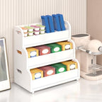 3-Tier Bamboo Tea Bag Organizer, Stackable Tea Holder for Countertop, White by Wisuce