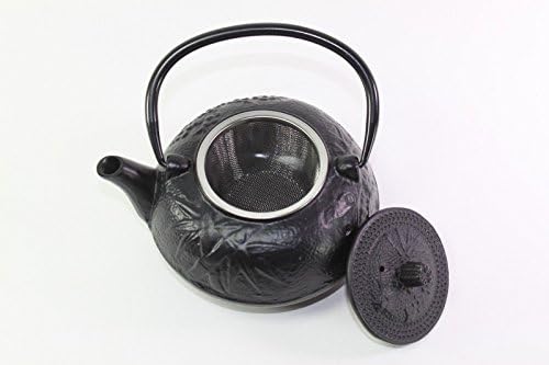 Japanese Antique 24 Fl Oz Round Black Pine Plum Bamboo Chinese Cast Iron Teapot Tetsubin with Infuser Filter + Gift Bow - Image 3