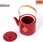 Double Happiness Porcelain Red Wedding Tea Set, Wedding Tea Service Set, Chinese Traditional Tea Set for Wedding Birthday Housewarming Awards (1 Teapot+ 6 Tea Cups+ Tray) - Image 4
