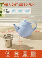 Sweese Teapot, Porcelain Tea Pot with Stainless Steel Infuser, Blooming & Loose Leaf Teapot - 27ounce, Lilac - Image 3