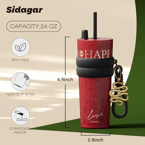 24 oz Ceramic Lined Insulated Stainless Steel Tumbler, Red - Image 2