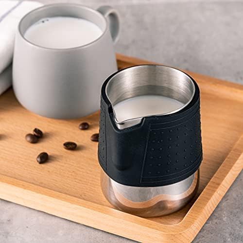 Stainless Steel Milk Frothing Pitcher, 20oz/600ml - Barista Milk Jug with Silicone Grip Pads for Coffee, Cappuccino, Latte Art - Image 7
