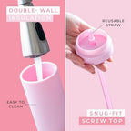 STRATA CUPS Pink Skinny Tumblers with Lids and Straws (12 pack) - 16oz Double Wall Acrylic Tumbler, Tall Matte Skinny Tumblers, Bulk with Free Straw Cleaner, Reusable Cups - Image 3