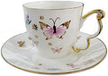 tea cups and saucers,Ceramic Coffee Tea and Saucer Set Bone China European Style Teacups Latte Cups Cup Suitable for Drinks Water by Unknown