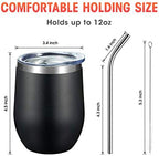 COMOOO Stainless Steel Wine Tumbler with Lid and Straw 12oz Double Wall Vacuum Insulated Travel Tumbler Cup for Coffee, Wine, Cocktails, Champagne (Black White Silver and Rose Gold, 16 Pack) - Image 3