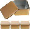 SEWACC 10pcs Golden Square Tin Boxes with Lid, Portable Candy Jar and Cookie Storage Containers, Smooth Details, Sturdy Tinplate Material for Home Organization and Loose Leaf Tea Storage by SEWACC