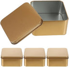 SEWACC 10pcs Golden Square Tin Boxes with Lid, Portable Candy Jar and Cookie Storage Containers, Smooth Details, Sturdy Tinplate Material for Home Organization and Loose Leaf Tea Storage by SEWACC
