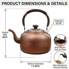 3.2 QT Solid Copper Whistling Kettle | Large Capacity & Cool-Touch Handle - Image 2