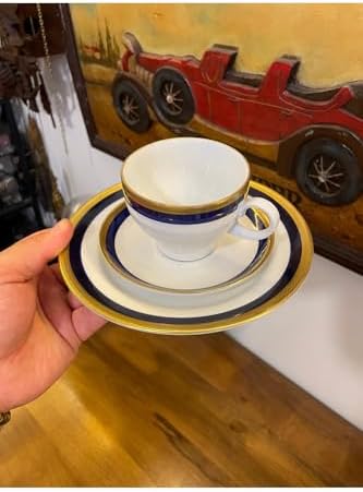SODEF Antique Porcelain Tea Cup and Saucer Set 3-Piece White Classic Vintage European Style 63 ml Capacity for Single Serving refined Tableware for Coffee or Tea - White - Image 2
