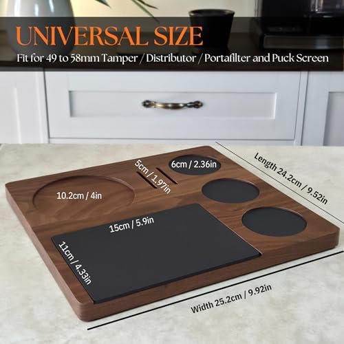 Kardox Walnut Espresso Tamping Station, Tamping Mat & Espresso Tool Organizer - Image 3