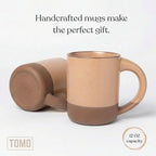 TOMO Mugs Set of 2, 12oz Modern Stoneware Coffee Mugs, Large Handle Ceramic Drinkware - Wheat - Image 4