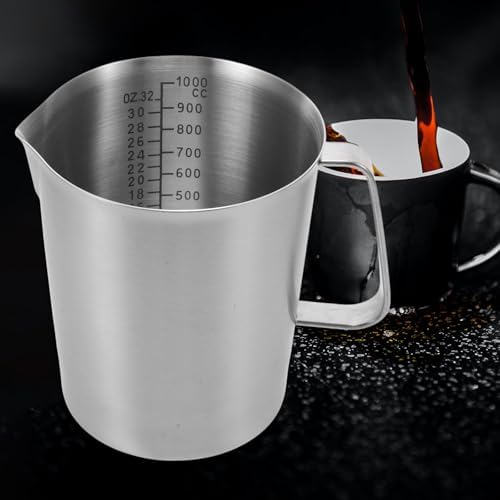 Stainless Steel Frother Pitcher 1000ml with Handle and Graduations - Image 4