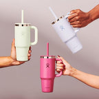 Hydro Flask Travel Tumbler with Handle, Lid and Straw - Insulated Stainless Steel in 24 Oz Tonal Birch - Image 6