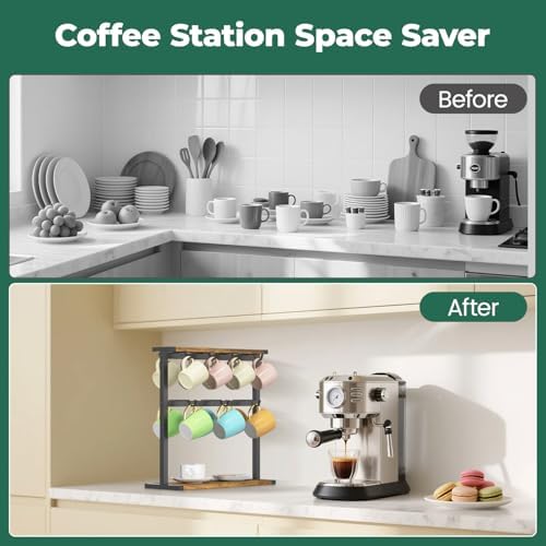 EsLuker.ly Coffee Mug Holder Cup Tree Rack for Coffee Bar Countertop - Image 6