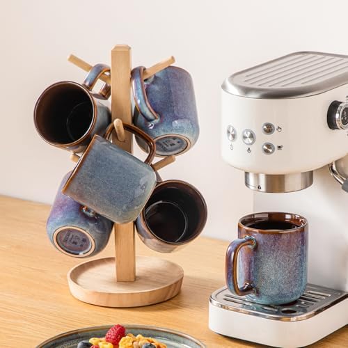vancasso Coffee Mugs Set of 6, 12 Oz Ceramic Coffee Cups with Handle, Ceramic Unique Glaze Coffee Cup for Cappuccino, Latte, Tea, Cocoa, Dishwasher & Microwave Safe Gift Sets, Blue, Series ONION - Image 6