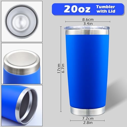 20oz Tumbler with Lid Stainless Steel Tumblers Insulated Mug Dark Blue 6P - Image 5