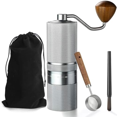 Manual Coffee Grinder with Stainless Steel Burr, Hand Coffee Grinder External Adjustable Grind Setting for Espresso, French Press (Silver) by Dricharft